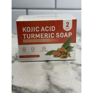 Kojic Acid‎ Turmeric Soap 2 Bars Brightening Herbal Face Body 100g Each